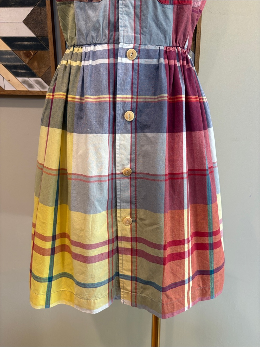 Vintage Ralph Lauren Country Plaid Button Down Fit & Flare Mini Dress size 4 - Picture 3 of 14